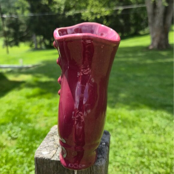 Red Victorian Shoe Planter Retro Pottery Decor - Picture 4 of 10